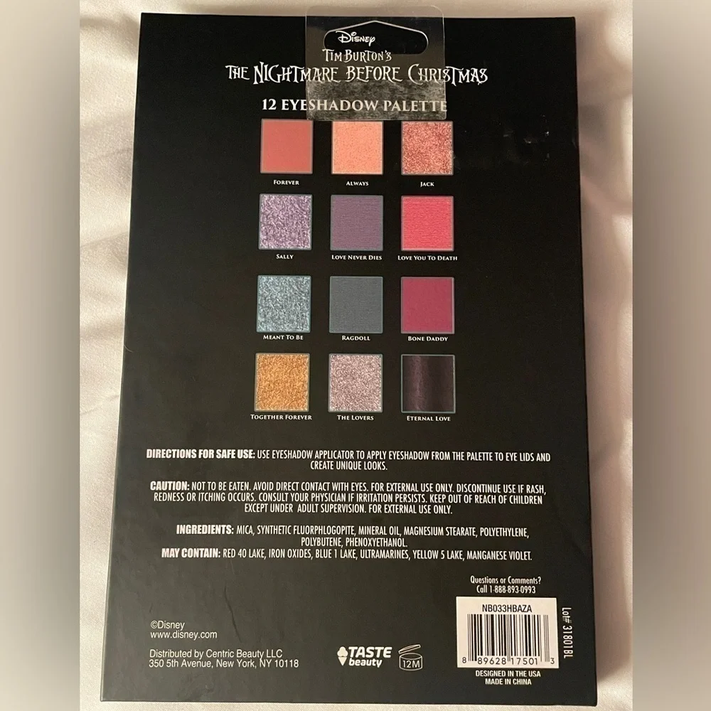 Nightmare Before Christmas Disney Halloween 12 Shade Shimmer Eyeshadow Palette